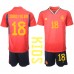 Günstige Spanien Jordi Alba #18 Babykleidung Heim Fussballtrikot Kinder WM 2022 Kurzarm (+ kurze hosen)